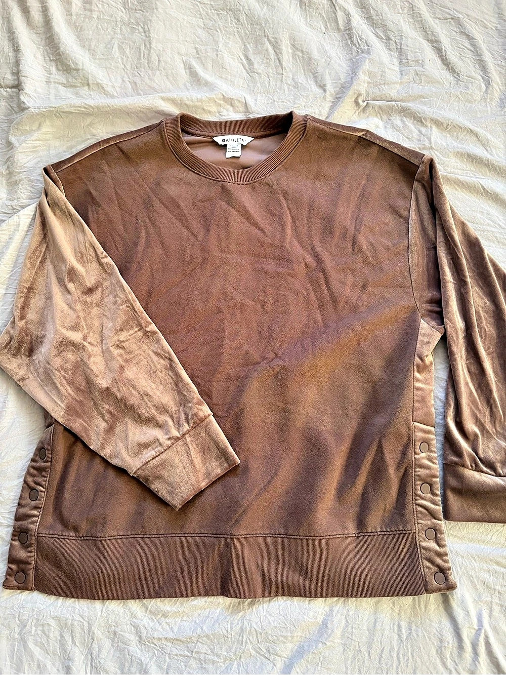 Athleta Retroplush Velvet Crewneck Sweatshirt Brown Large